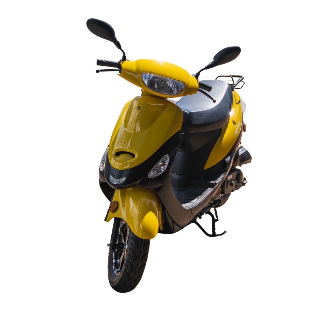 Yellow moped for rent or sale at Coconut Moped Rentals LLC