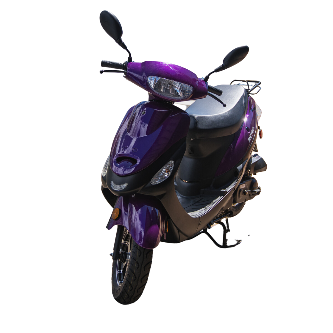 Purple moped for rent or sale at Coconut Moped Rentals LLC