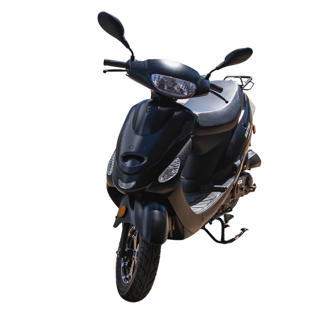 Black moped for rent or sale at Coconut Moped Rentals LLC