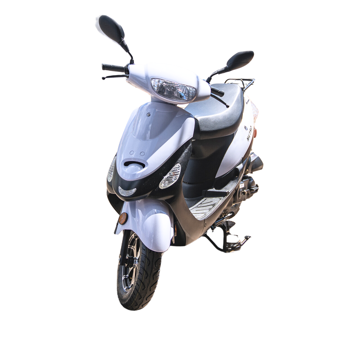 White moped for rent or sale at Coconut Moped Rentals LLC.